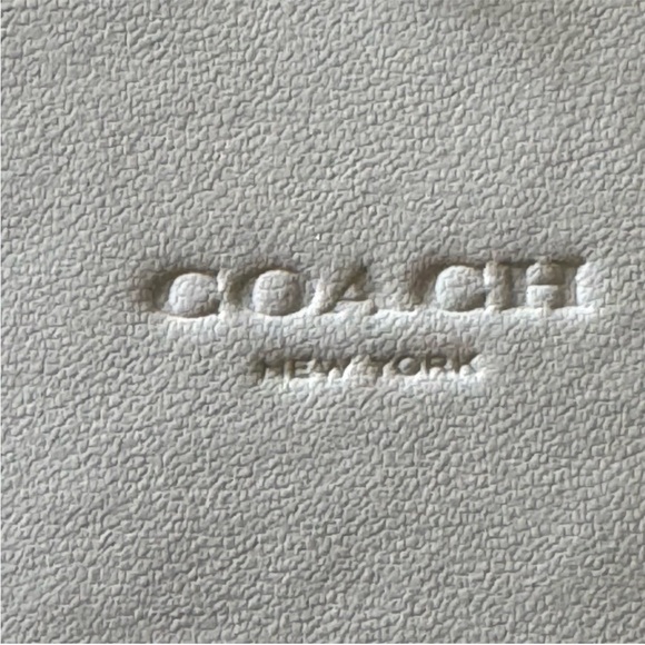 COACH Chalk White Signature Leather Mirror Bag Charm - Picture 2 of 7